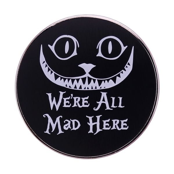 

alice in wonderland chesire cat we're all mad here pin button badge, Blue