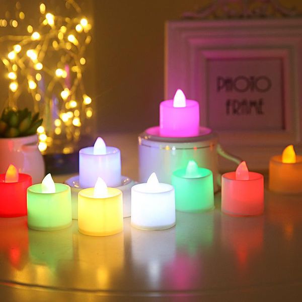 Partido decoração sem chamas LED LUZES DE TEA VELAS DE BATEREIRA PILHO DE Coloful pilar de pílula votiva de tealight Romântula decorty