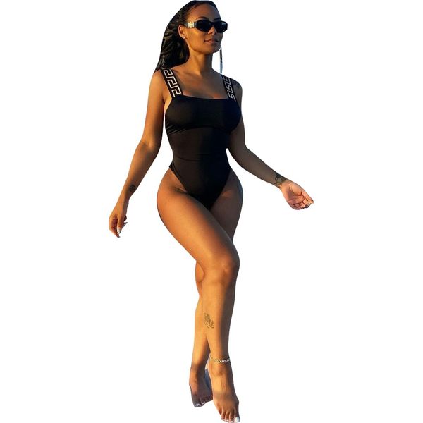 Modedesigner Damen Badeanzug Sommer Neue Mode Sexy Schultergurt Einteiliger Badeanzug Bikini Größe S-XL Iwvf