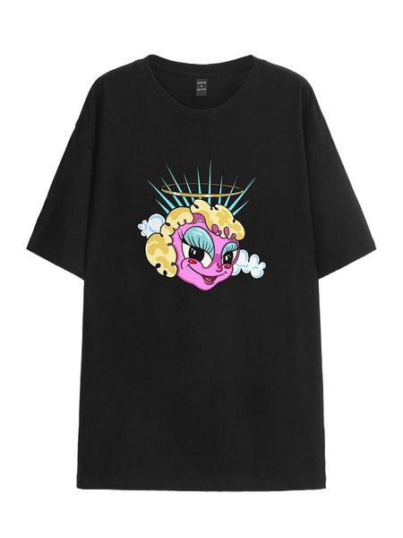 

x melissa mae cartoon graphic drop shoulder tee e5p9#, White