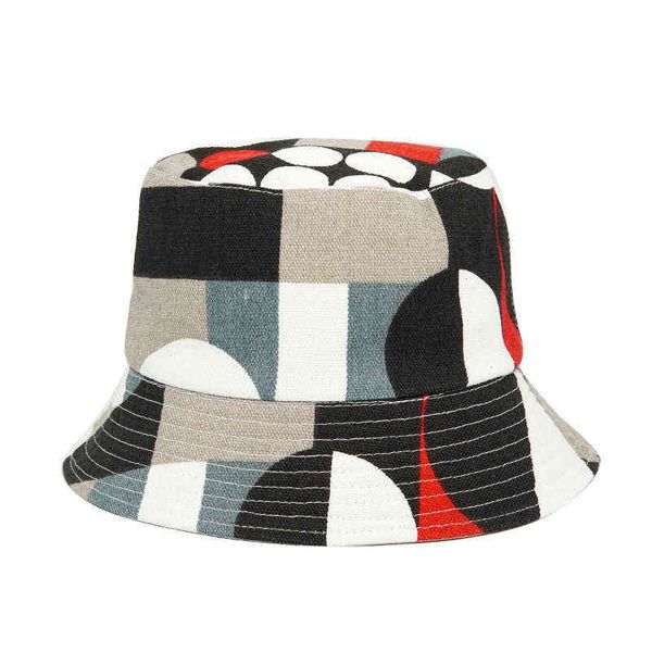 

stingy brim hats fashion cotton bucket women men dot striped print summer fishman hip hop travel sun panama hat 220329, Blue;gray