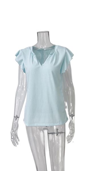 

2022 cross-border european and american women's spring and summer new fashion amazon new v-neck short sleeve loose jacket t-shirt short, White