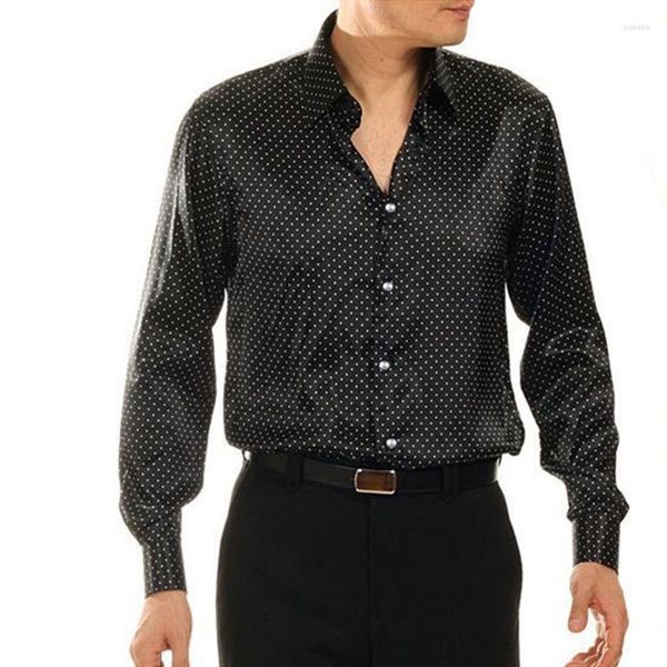 Camicie da uomo nere slim fit con macchia bianca Camicia da sposo formale casual da sposa Stock S07 da uomo