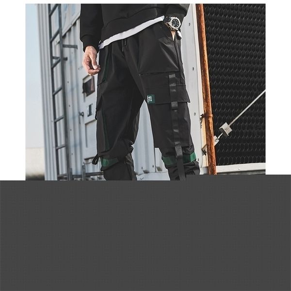 

privathinker men hip hop belt cargo pants man patchwork overalls japanese streetwear joggers pants men designer harem pants 201126, Black