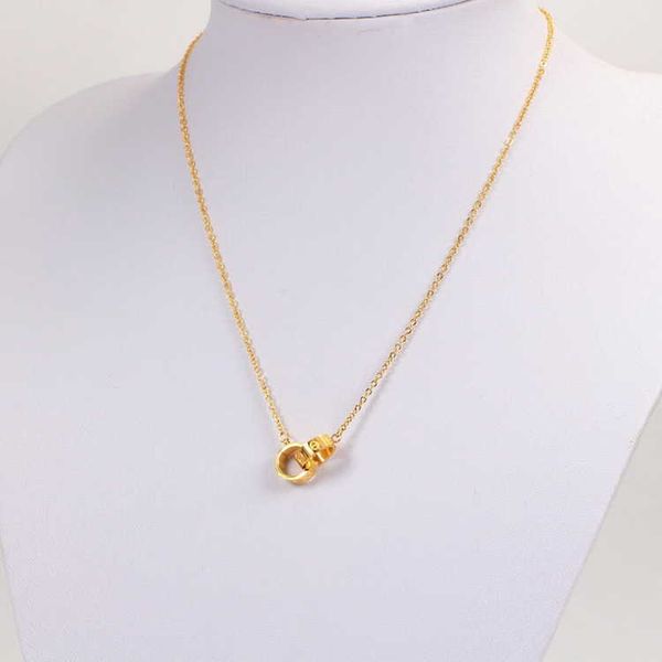 

selling est kids jewelry double circle pendant necklace ladies heart gift rose gold silver letter diamond 925 sterling silver lover