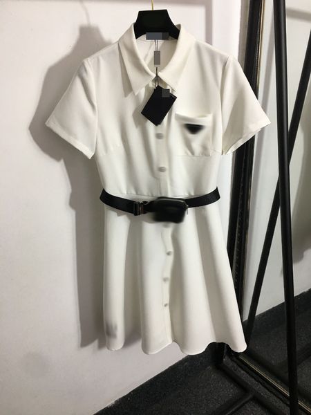 

316 l 2022 summer runway dress brand same style dress short sleeve lapel neck black white womens clothes luxury fashion meiyi