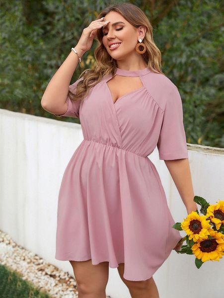 

plus cut out a-line dress n5qw#, Black