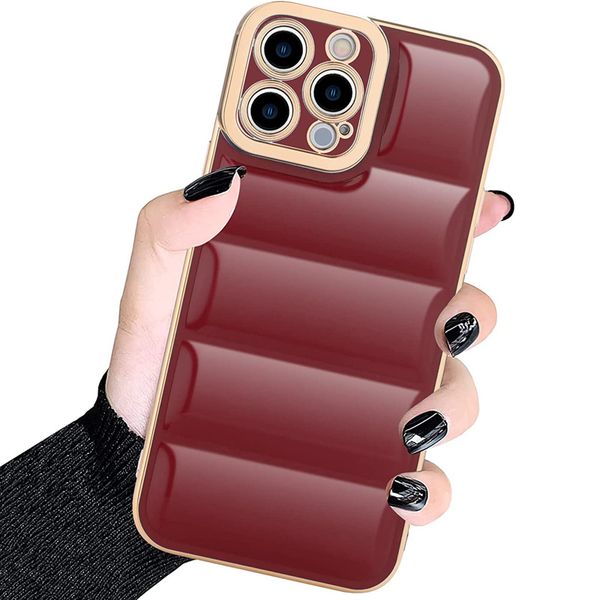 

luxury plating 3d soft lightweight down jacket cases electroplated shockproof camera lens protection cover for iphone 13 12 11 pro max xr xs