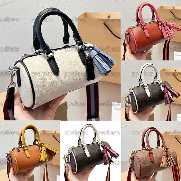 

designer lacey crossbody bag women retro small cylinder shape boston with tassel small purse wide strap pen holder bags 2022 hot