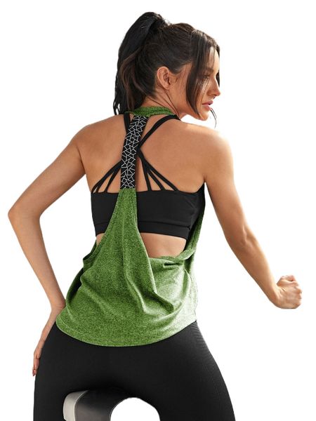 

geo print backless sports tank 81ic#, Gray