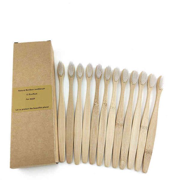 

toothbrush toothbrush soft bamboo fiber wooden handle novel 12 units 0312