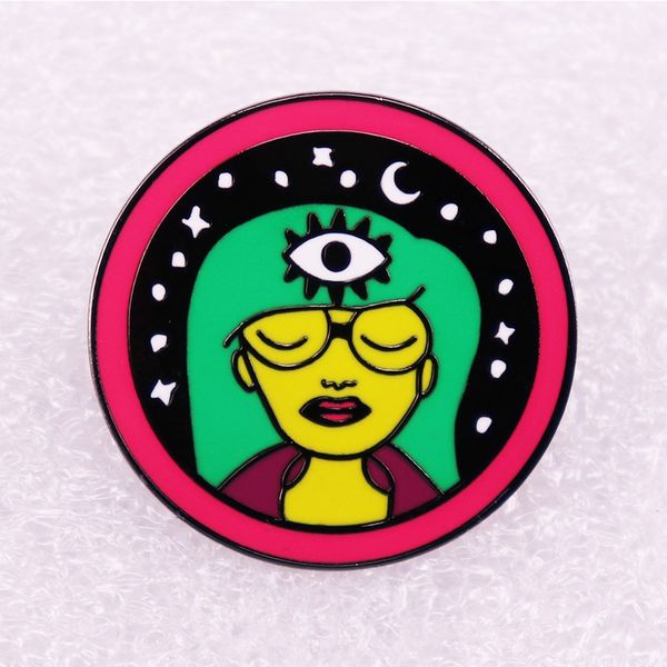 

goddess metal pin badge, Blue