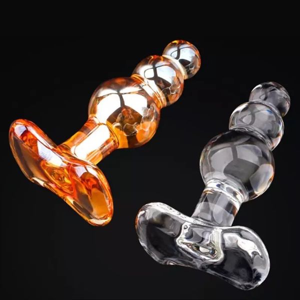 Fortgeschrittene Textur;3 Perle Large Glass Butt Plug Anal Toy Sexy Tools Gay und Lesben Ass Vaginal Pornografie Penis