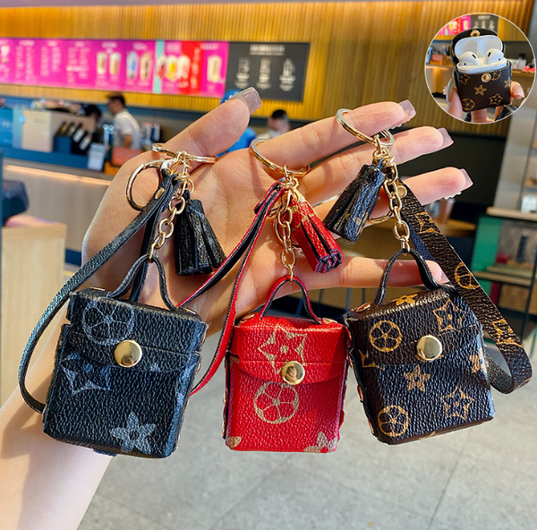 

4 style presbyopia coin purse headset bag keychain pendant charm jewelry flower key ring holder for women men fashion pu leather animal tass, Silver
