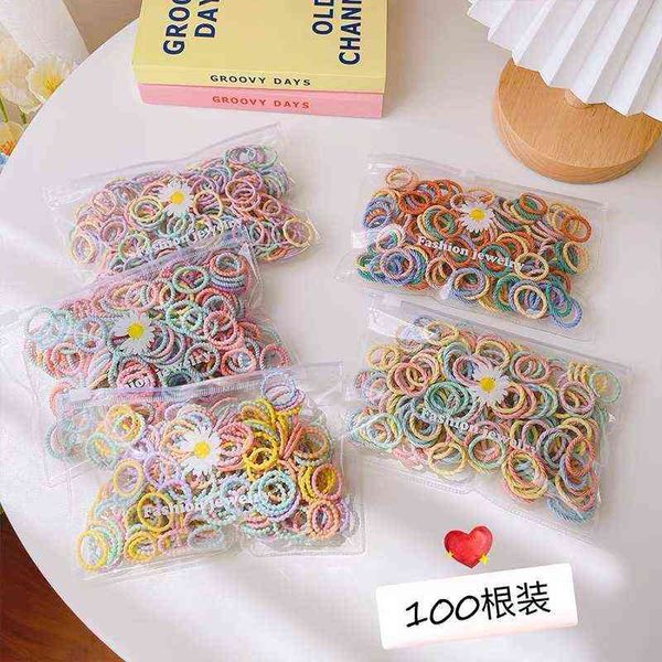 

new summer korean children's hair accessories baby hair circle does not hurt hair color rubber band little girl head rope set headdress, Slivery;white