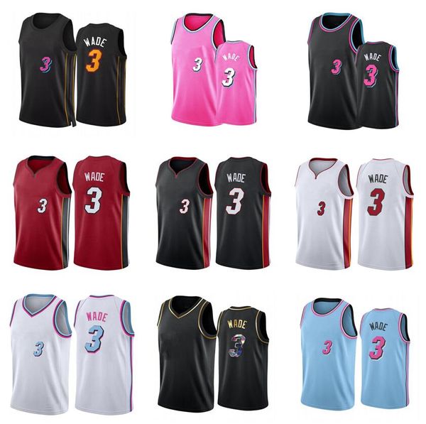 Jersey de basquete Dwyane Wade Blue Branco New Season New Season Men Juntas da cidade