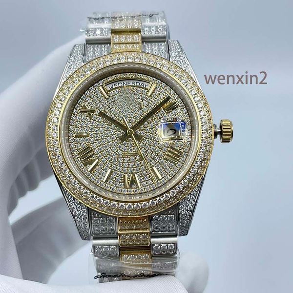 Orologio da uomo classico Orologio di lusso con diamanti pieni 41 mm Orologi meccanici automatici romani in acciaio inossidabile impermeabili digitali