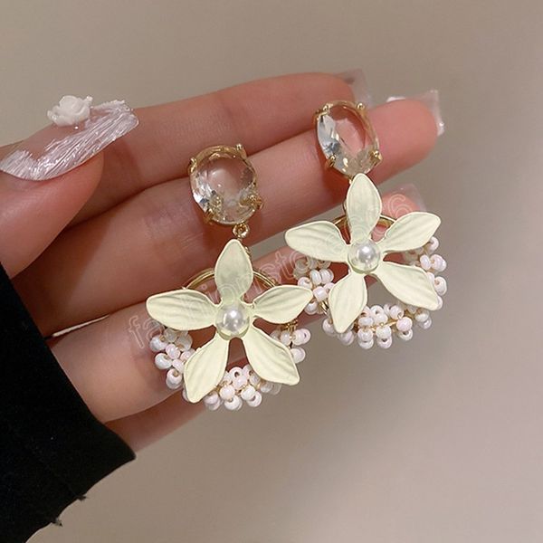 

delicate jewelry flower earrings pretty design aaa zircon seed beads dangle earrings for girl, Silver