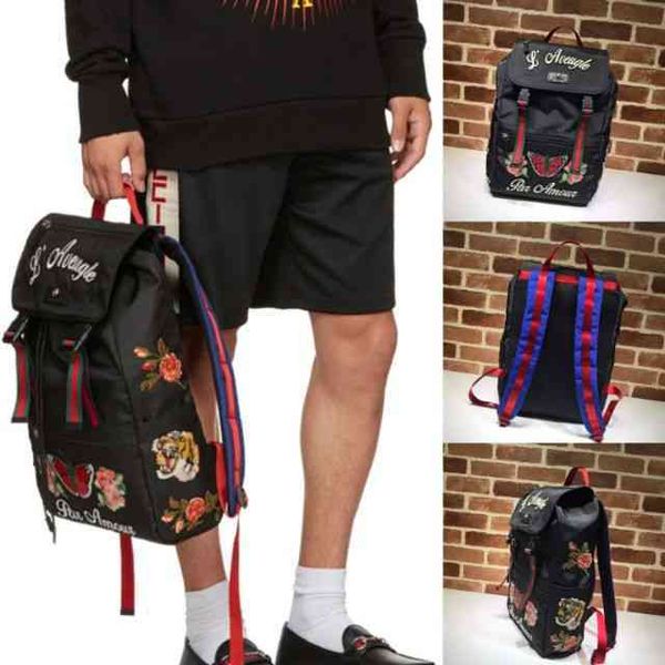 

designers original quality embroidered backpack luxury bags, Black;red