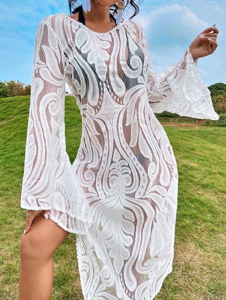 

allover print cover up v7qz#, White;black