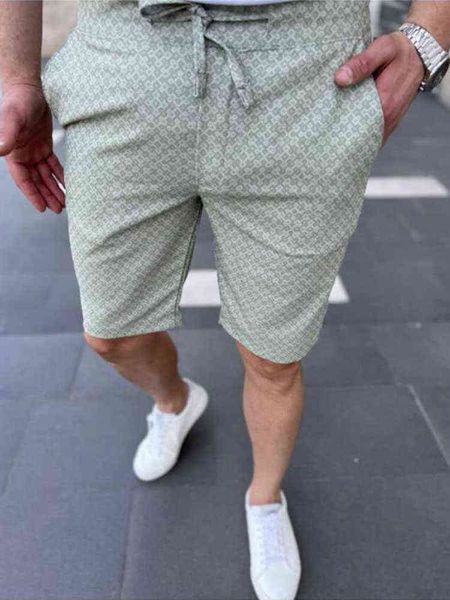 

summer fashion new trend men business office shorts zipper 3d plaid slim mid-waist five-point pants j220719, Black