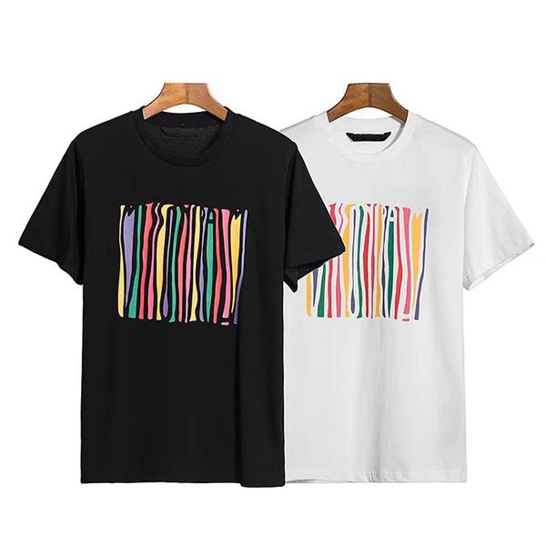 

2022 high-end cotton short-sleeved t-shirt loose men's and women's fashion summer online celebrity stitching casual couple half sl, White