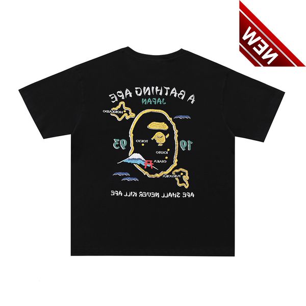 

bap ape head line street fashion brand new large short sleeve t-shirt, White;black