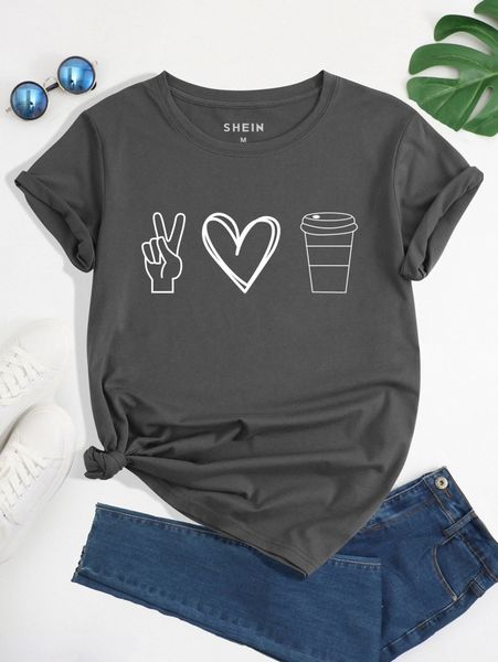 

heart & figure graphic tee n7xf#, White