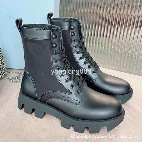

boots puda sgs round toe viscose shoes black women's middle tube wear-resistant british style martin boots