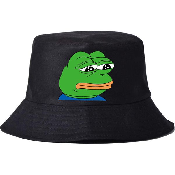 

voron new men sun hat sad frog print fisherman panama cap bob chapeau cotton brand summer bucket hat for women hip hop cap, Blue;gray
