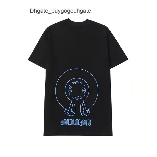 

ch mens summer t shirts horseshoe flower tees luxury brand man cross t-shirts sanskrit letter designer tshirts fashion boy hip hop sweater w, White;black