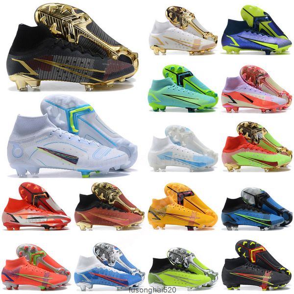 

2022 mercurial superfly 8 elite fg soccer shoes boots vapores xiv 14 elite mens low football cleats firm ground outdoor soft leather