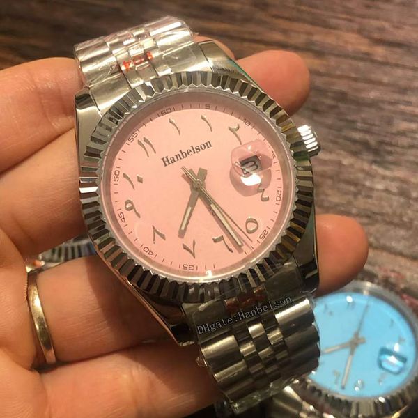 Top relógio masculino rosa do Oriente Médio com discagem numérica automática 2813 vidro de safira inoxidável esportivo masculino relógios de pulso relógios unissex de luxo