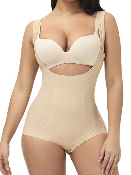 

solid shapewear bodysuit n4zk#, Black;red