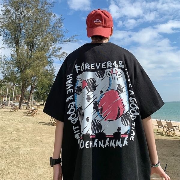 

privathinker cow cartoon graphic men tshirt large size short sleeve clothing hip hop funny male tees cotton tshirts 220617, White;black