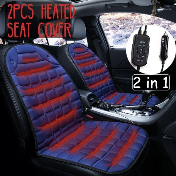 Автомобильные крышки сиденья 2 шт. В 1 универсальном быстром электрическом нагревании регулируемый черный/серый/синий/красная/кофейная крышка Зимняя подушка.