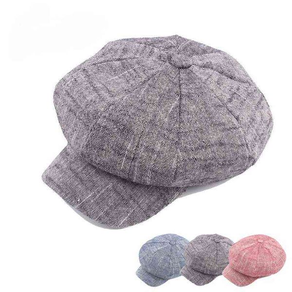 Unisex Newsboy Achteckiger Hut Künstler Maler Baskenmütze Hüte Gebogene Kante Gatsby Golf Cap Junge Mädchen Cabble Caps J220722