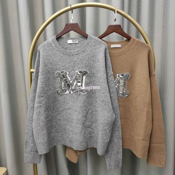 

women's knits & tees 's classic letter embroidery pullover sweater 100 cashmere sweater high version physical counter, White