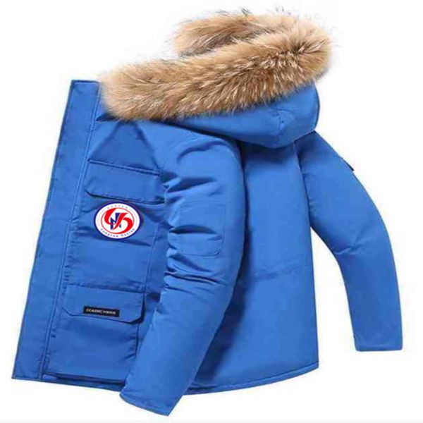 

designer jacket warm jnd e ditu mkle mk meng luxury raccoon dog real hair collar men and women lovers tide down thickened parker work coat 2, Black