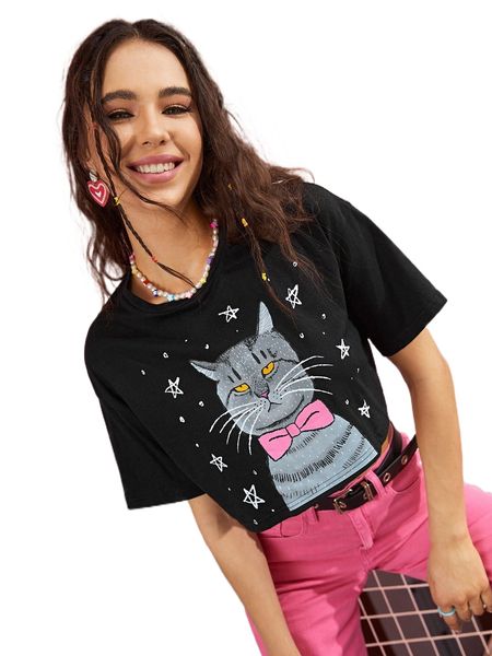 

x heather tubwon cartoon graphic drop shoulder tee r2aa#, White