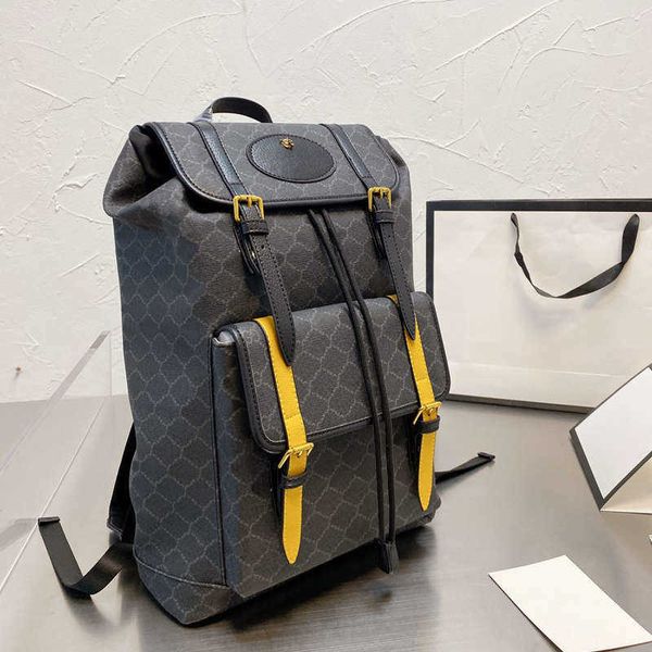 

luxurys men and women's casual style backpacks large capacity letter printing yellow strap solid bag computer satchels 2 colors