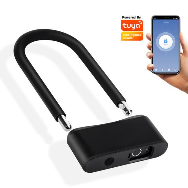 

strong quality tuya app lock portable smart padlock fingerprint bike lock for motorcycle