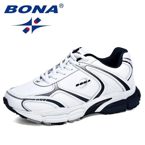 

bona designers action leather trendy running shoes men outdoor sneakers man walking jogging athletic footwear 220812gx, Black