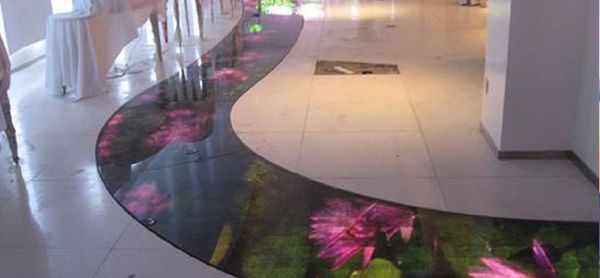 Schermo da parete a LED per piastrelle da pavimento P3.91 Pavimento video interattivo con passo a piedi