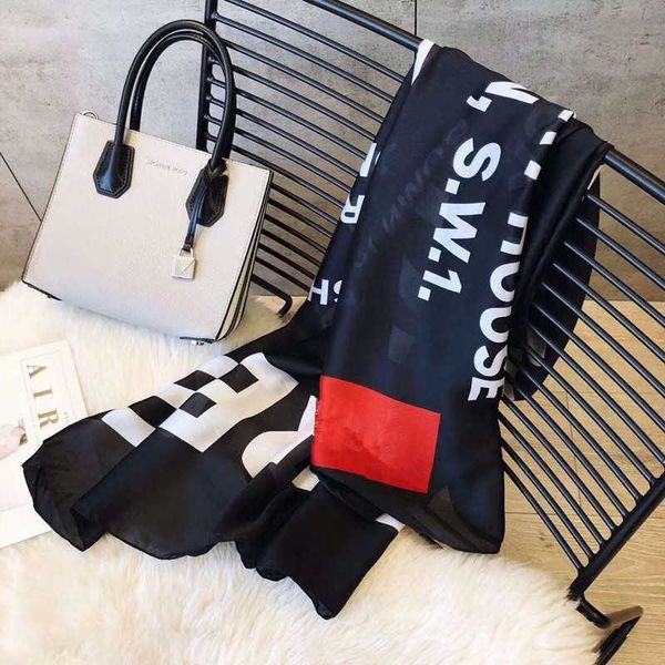 

2022 beautiful famous designer letter pattern silk scarf size, Blue;gray