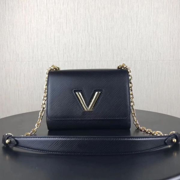 

Fashion Chain Leather Water Ripple Crossbody Luxury Bags Designer Woman handbags Casual Top Lady Bag Plain Sequins Letter Messenger Tote Bag MM Black, 11