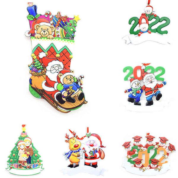 

factory outlet 2022diy elk santa claus family pendant home resin christmas tree pendant