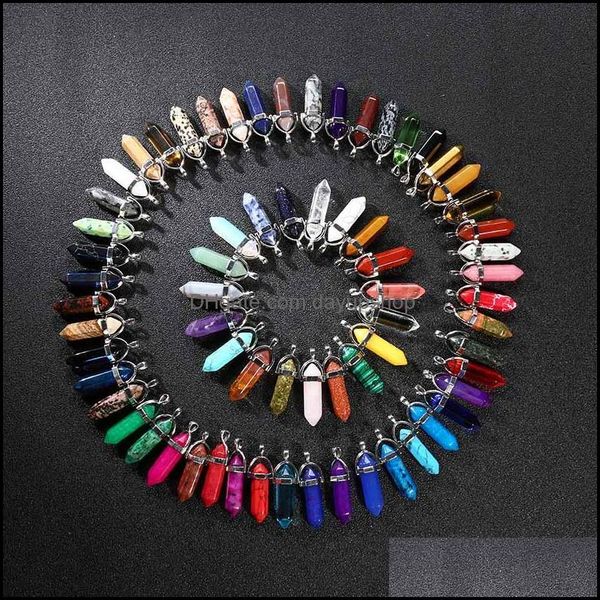 

pendant necklaces pendants jewelry bk natural stone hexagonal prism quartz point healing crystals chakra dh8gy, Silver