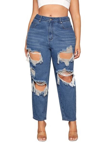 

sxy plus destroyed ripped jeans q7xj#, Blue