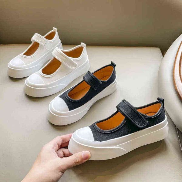 

dress shoes chunky platform mary janes women fashion wedges canvas sweet harajuku flats espadrilles sneakers black white 2022 loafers 220518
